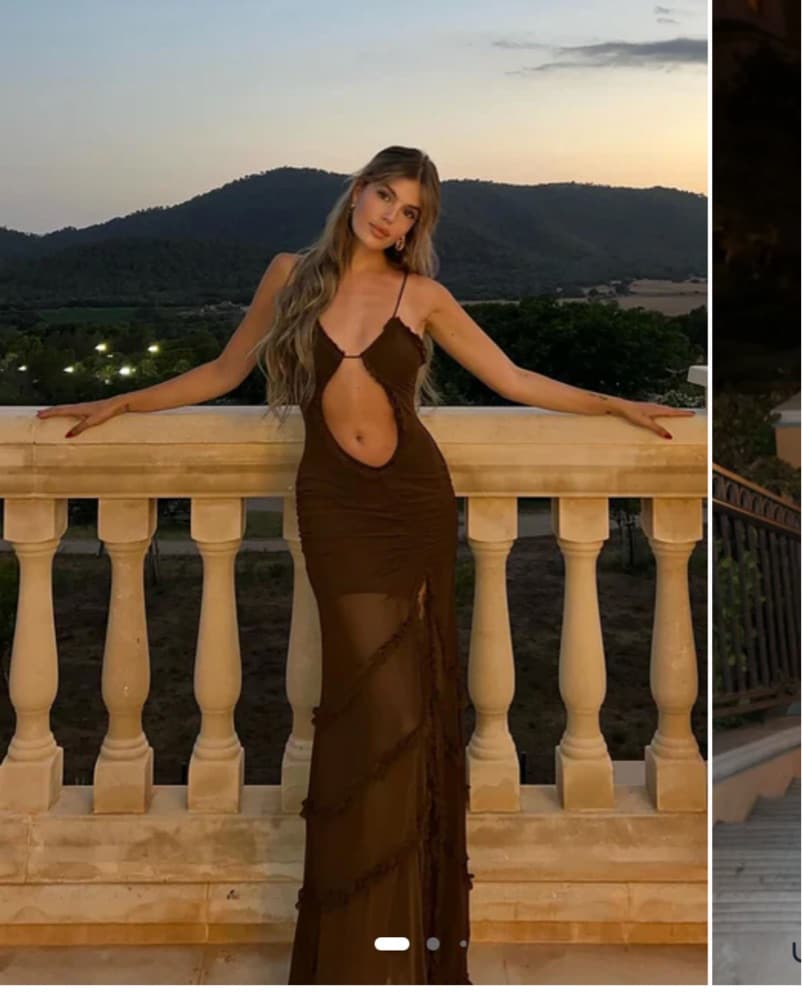 Captivating Cocoa Crochet Dress - Image 1