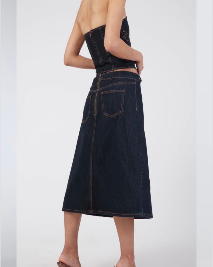 Dark Denim Midi Skirt - Image 4