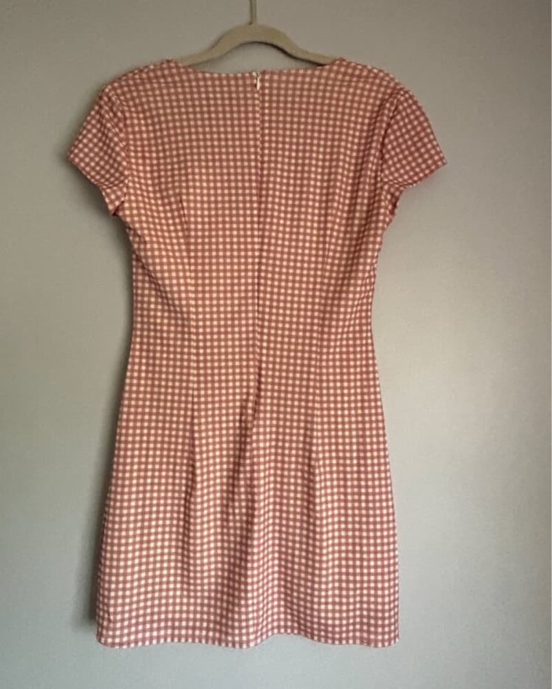 Zara Tied Mini Gingham Dress - Image 4