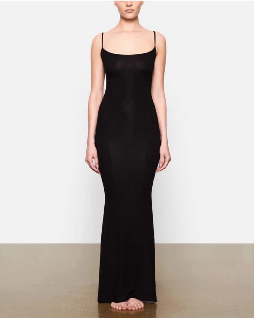 Skims Long Black Slip Dress - Image 1