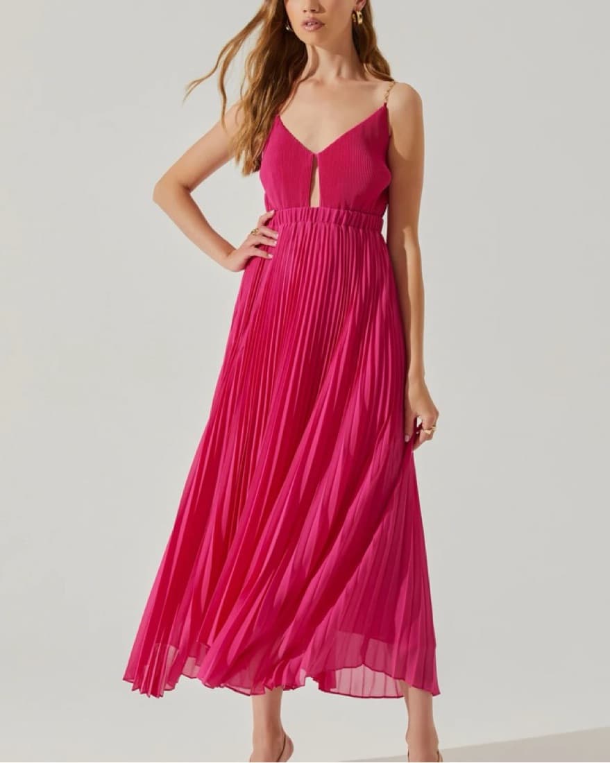 ASTR Pink Pleated Maxi Dress  - Image 1