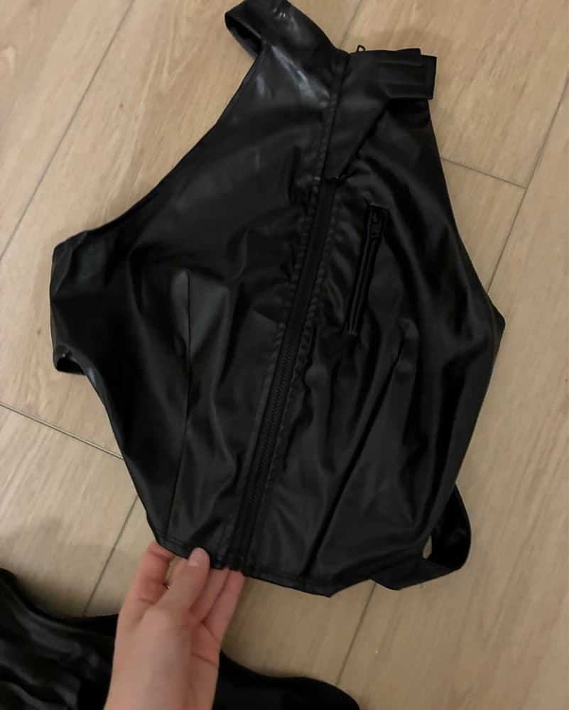 Pleather Crop Top and Pant Set - Image 3