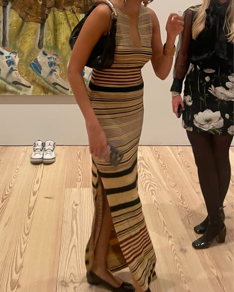 Striped Maxi Dress with Open Back - Image 2