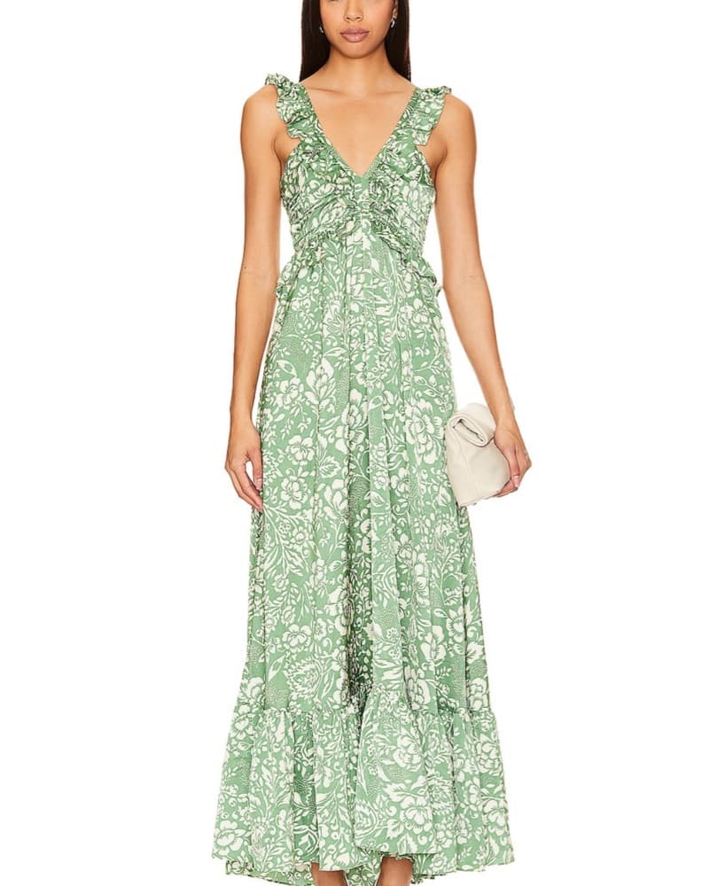 Heartloom Green Floral Maxi Dress - Image 1