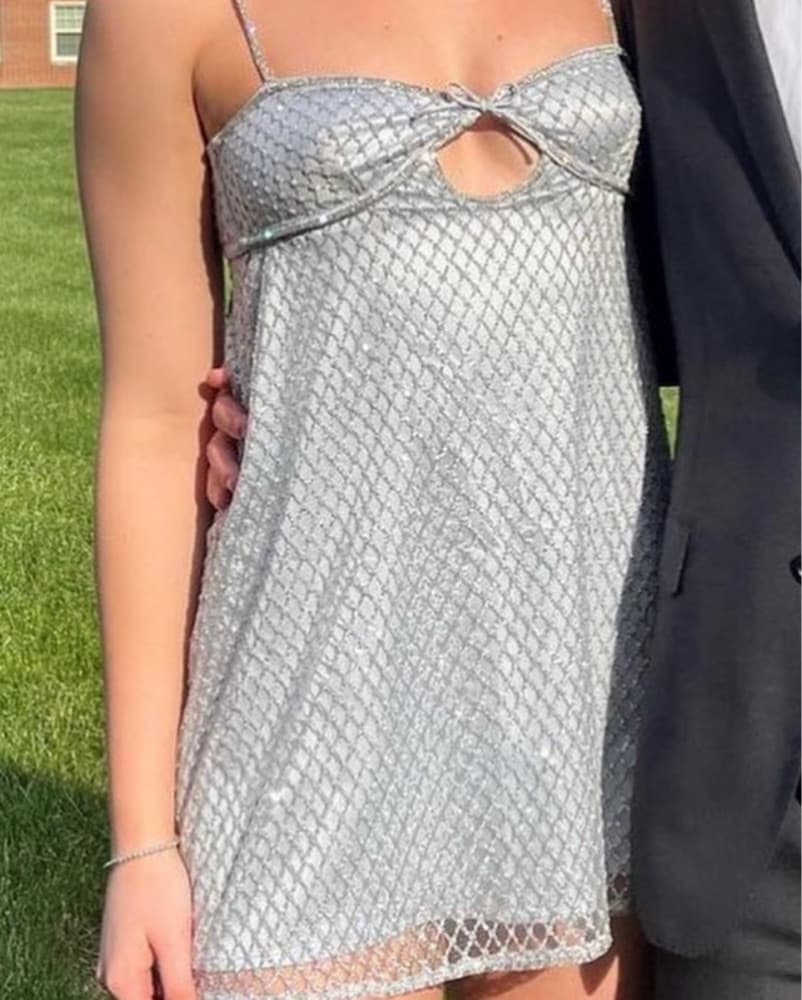 For Love And Lemons Silver Slip Dress - Image 3