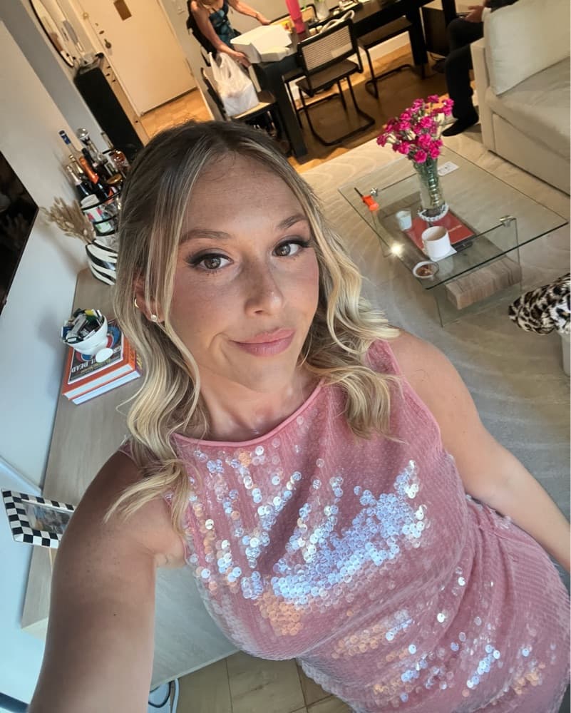 Pink Sequin Short Staud Dress - Image 2