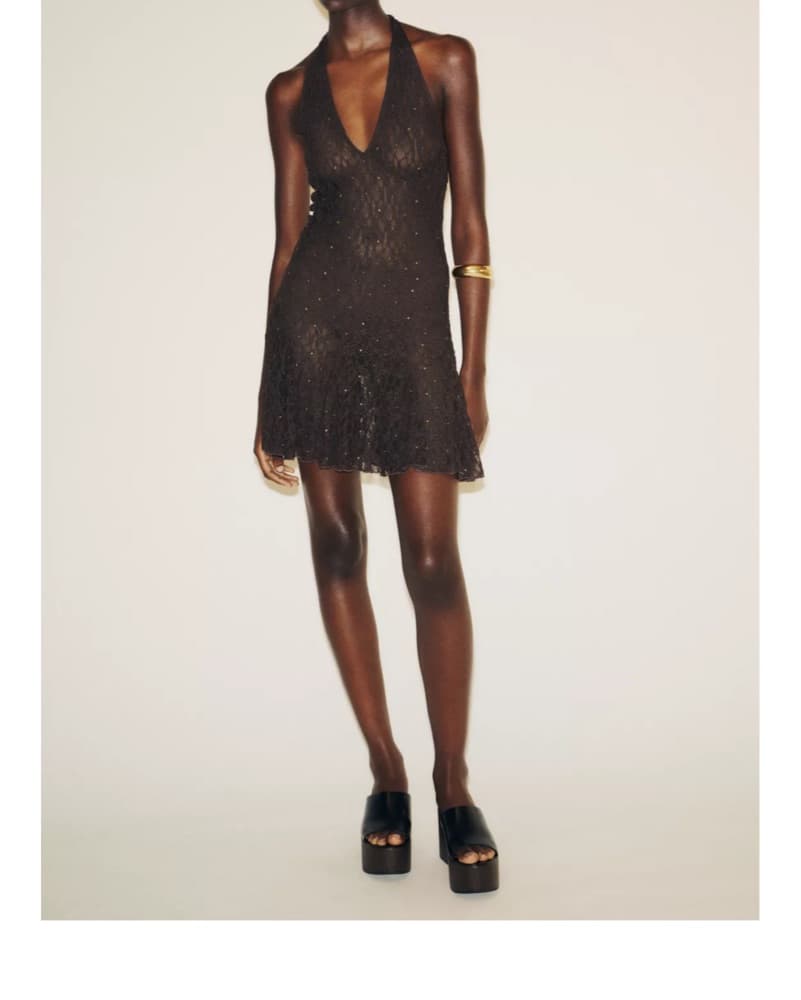 Brown Lace Halter Dress - Image 2