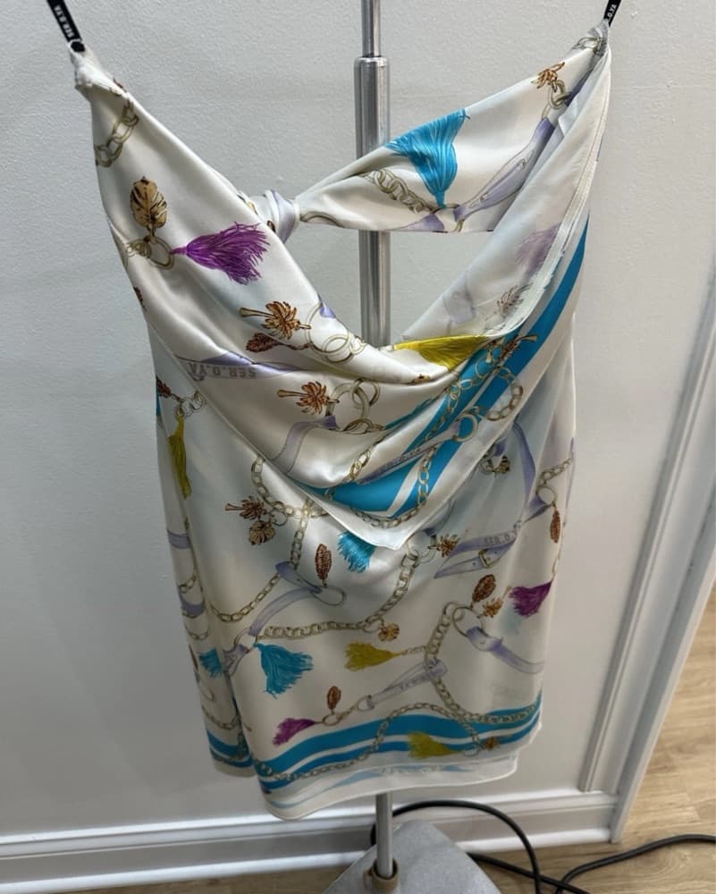 Seroya White Silk Scarf Mini Dress XS - Image 6