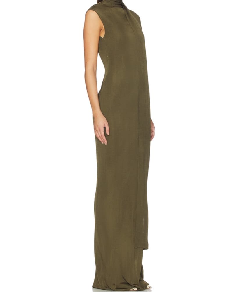 SRG DRESS Elegant Olive Green Maxi Dress - Image 3