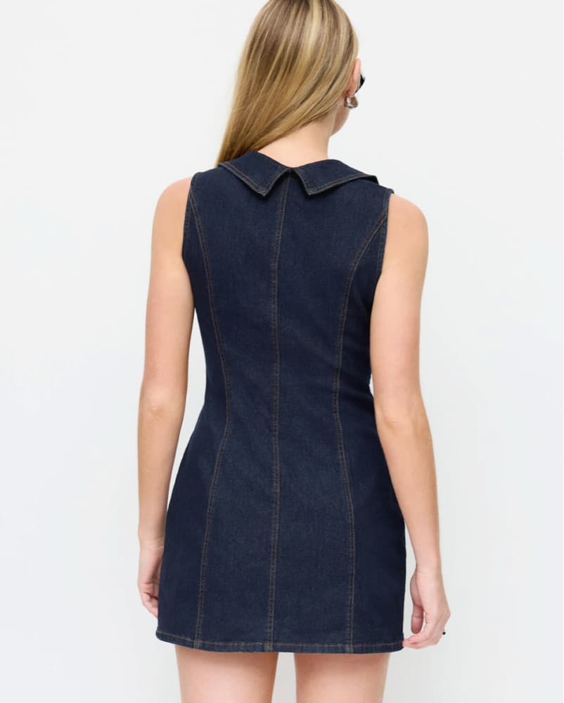 THEORY Denim Collar Mini Dress - Image 4