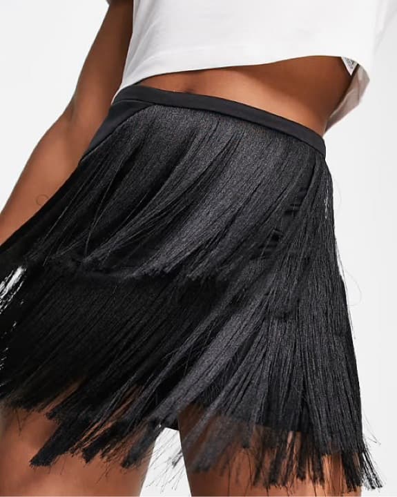 Silk Fringed Mini Skirt - Image 1
