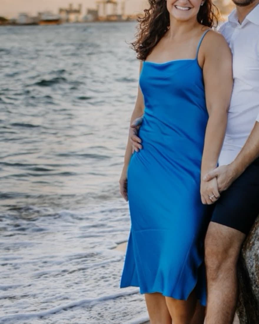 Satin Blue Dress - Image 2