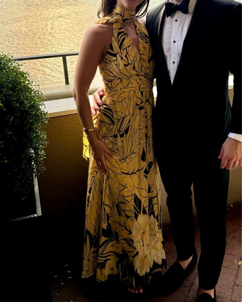 Yellow Floral Halter Maxi Dress - Image 1