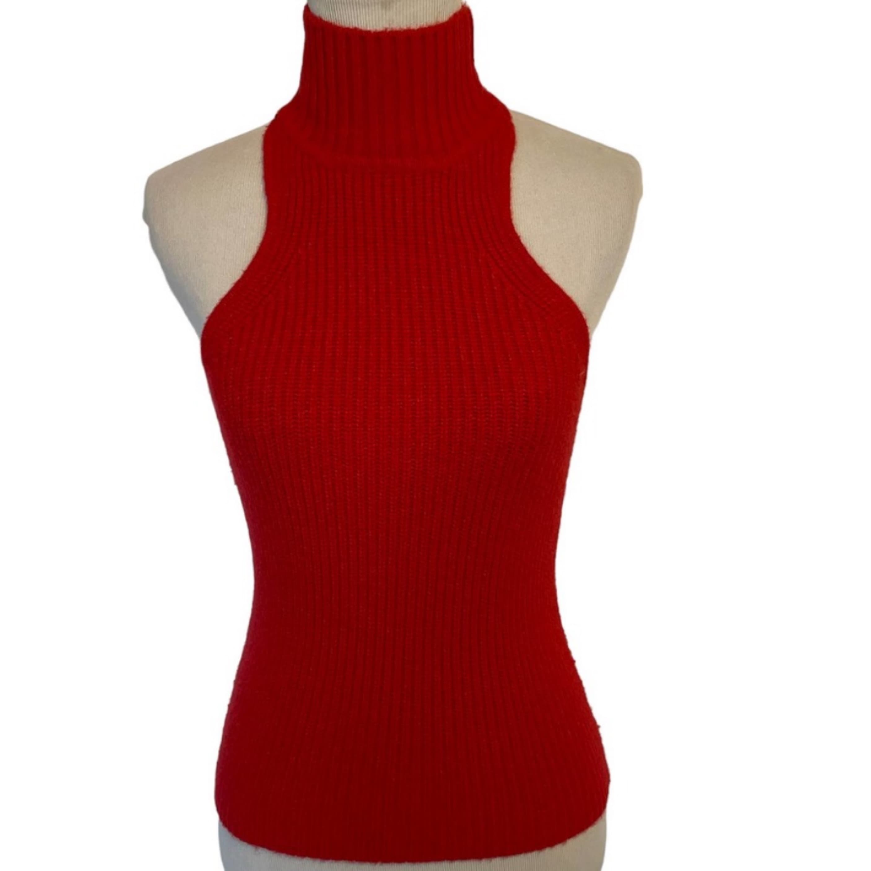 Red Ribbed Sweater Halter - Image 4