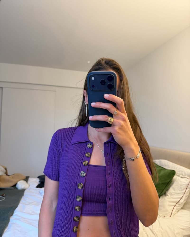 Vibrant Ribbed Cropped Cardigan And Top  - Image 5