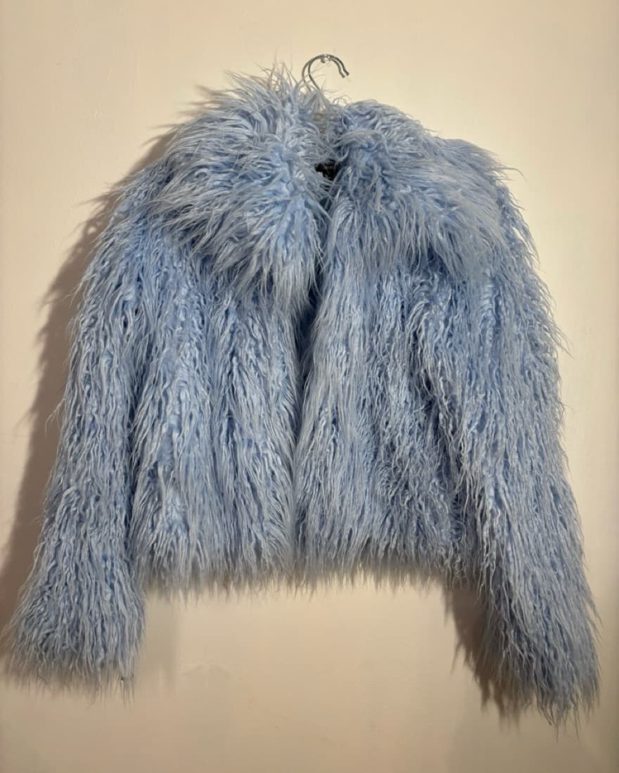 Blue Faux Fur Jacket - Image 1