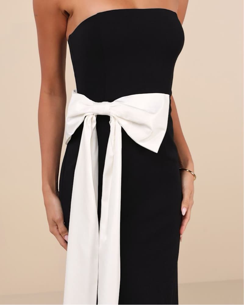 Elegant Black and White Formal Gown - Image 3
