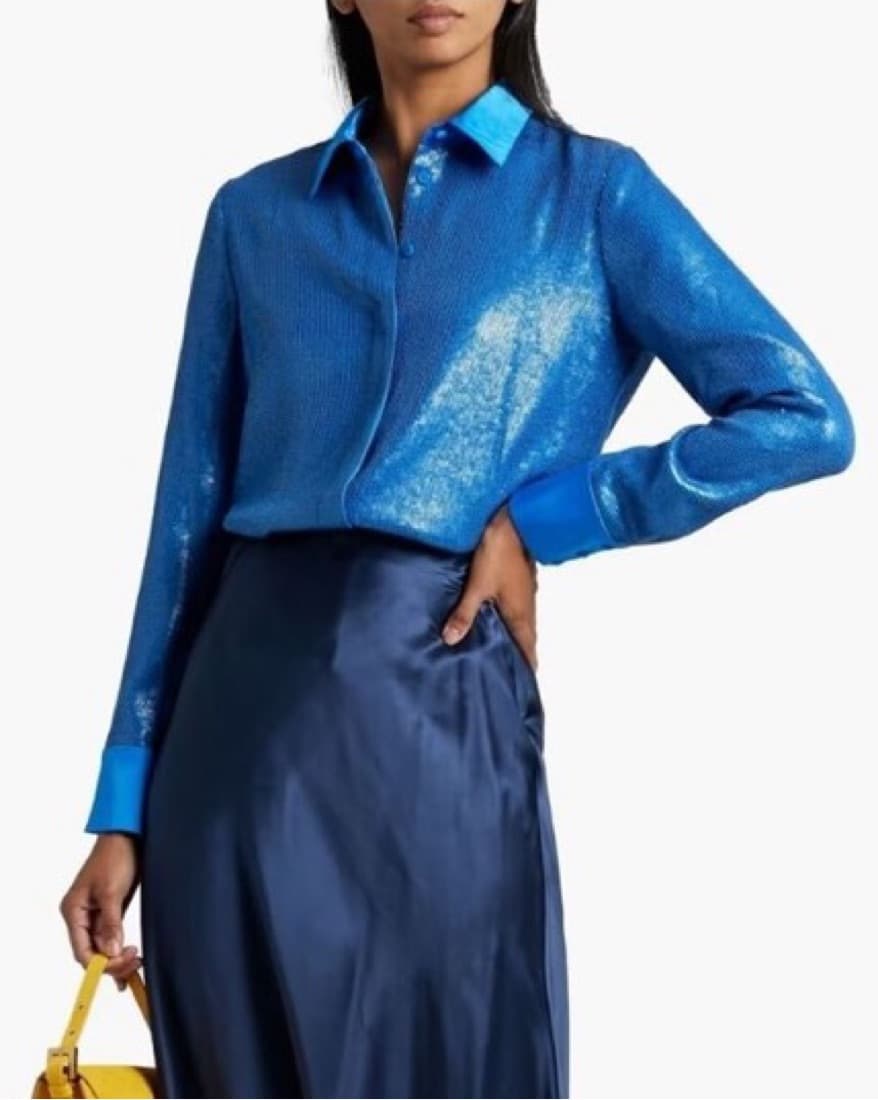 ALICE AND OLIVIA BLUE SEQUIN SHIRTN - Image 2