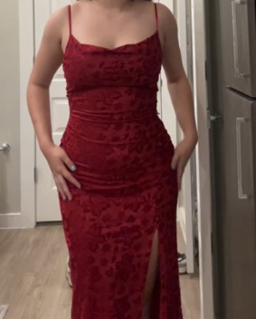Stunning Red Lace Formal Gown - Image 1