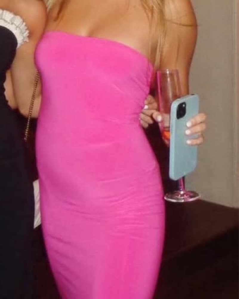 Norma Kamali Pink Fishtail Maxi Dress - Image 3