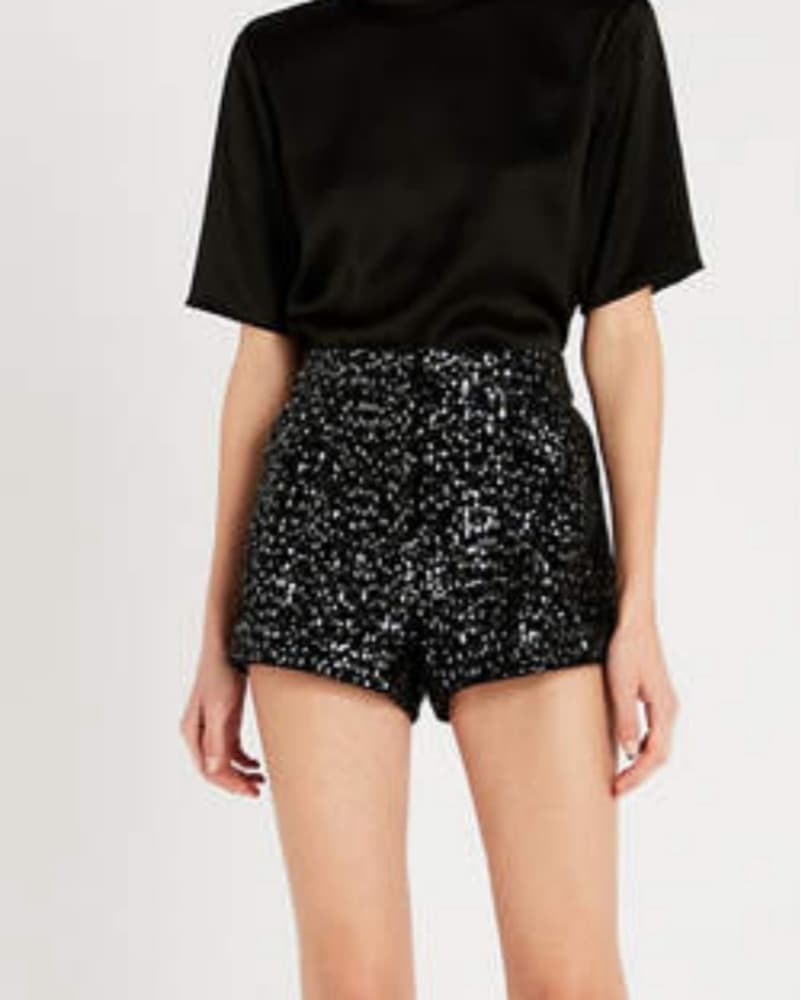 Maje Sequin Shorts In Black - Image 2