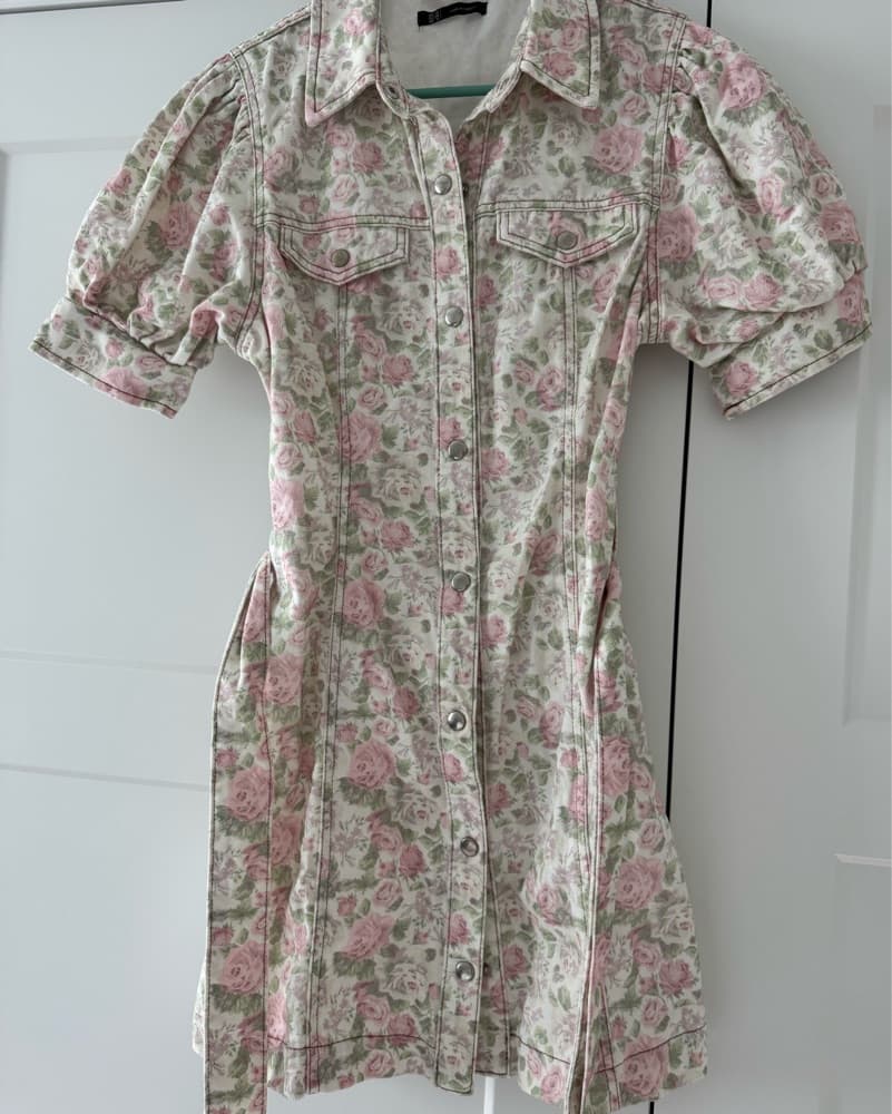 Floral Puff Sleeve Shirtdress - Image 2