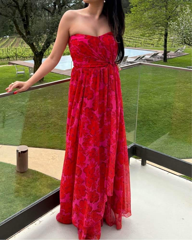 Badgley Mischka Floral Drape Gown - Image 1