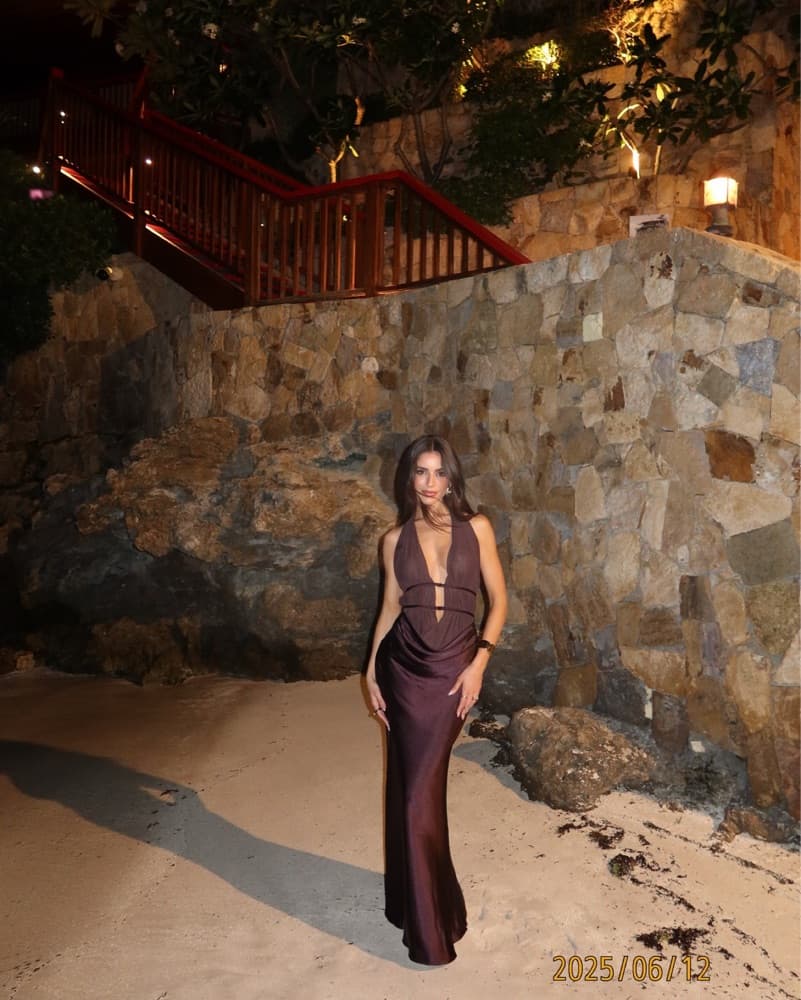 Alluring Brown Gown with Sheer Accents - Image 1