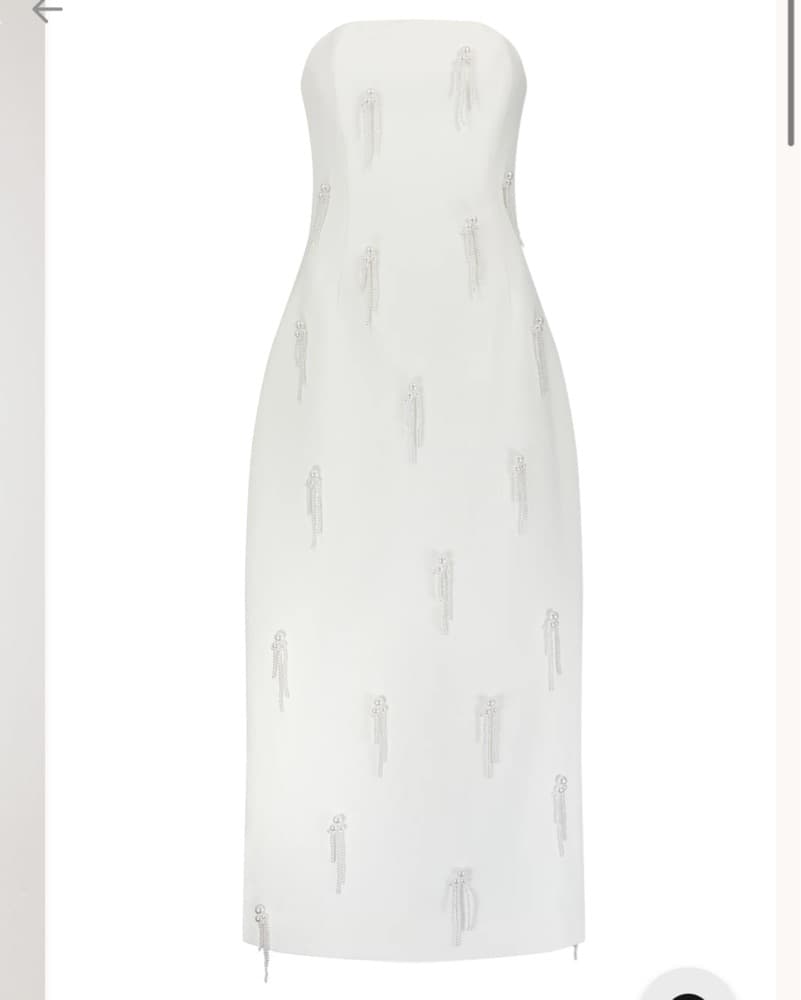 Odd Muse Pearl Embellished White Dress - Image 3