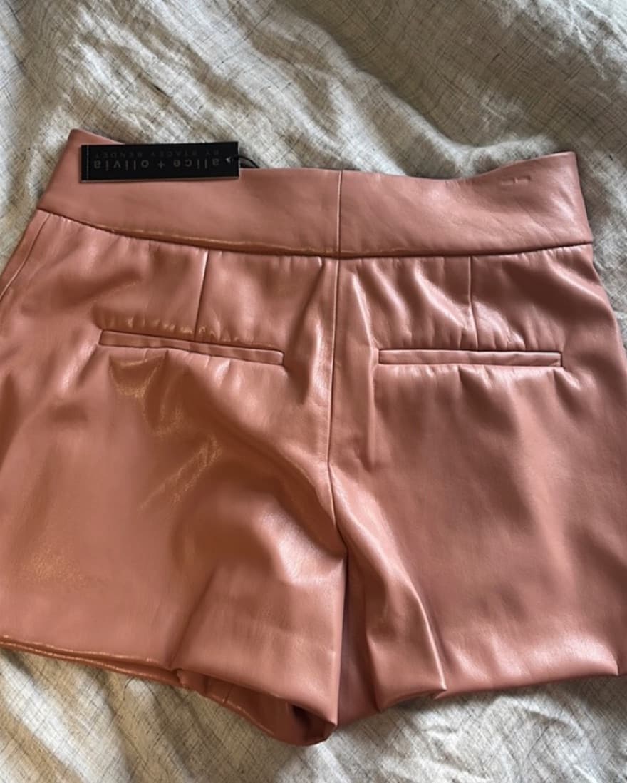 Rose Alice + Olivia Faux Leather Shorts  - Image 2