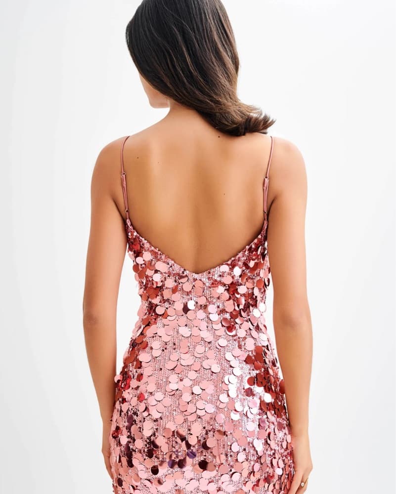 Pink Sequins Mini Dress Meshki - Image 2