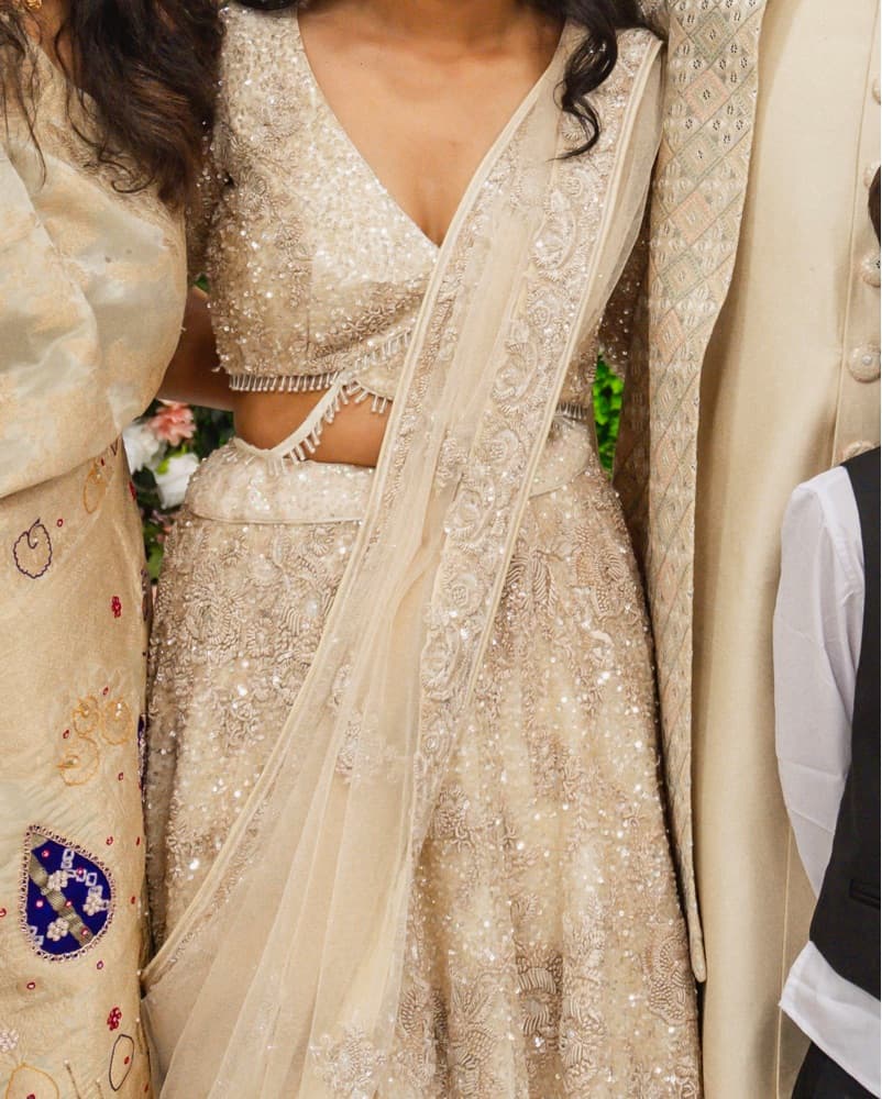 Elegant Beige Sequin Lehenga Choli Set - Image 5