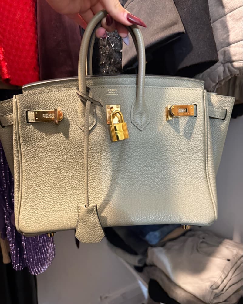 Elegant Gray Leather Birken Bag - Image 1