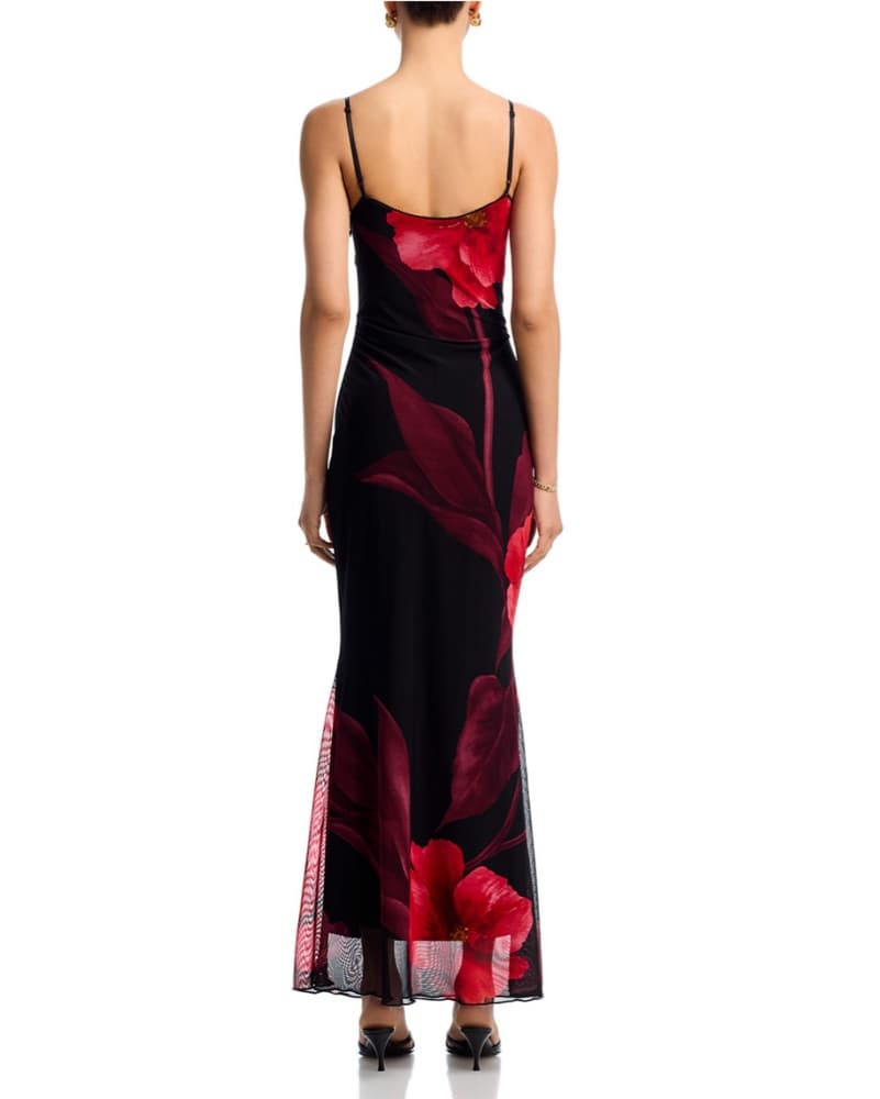 Elegant Red Floral Maxi Dress - Image 2