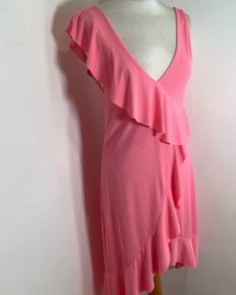 Pink Ruffle Asymmetrical Dress - Image 1