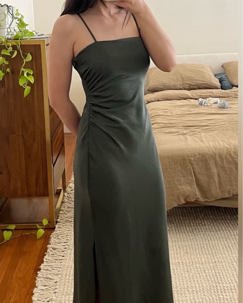 Zara Olive Green Midi Dress - Image 1