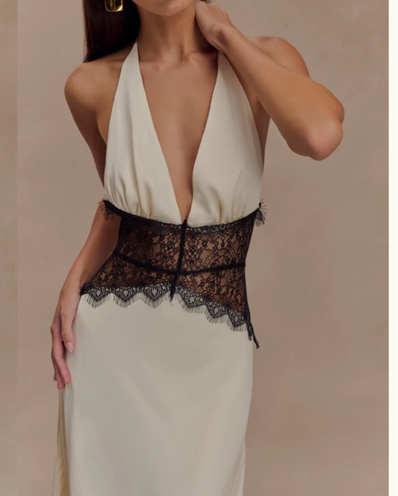 Meshki Dinah Lace & Satin Maxi Dress S - Image 3