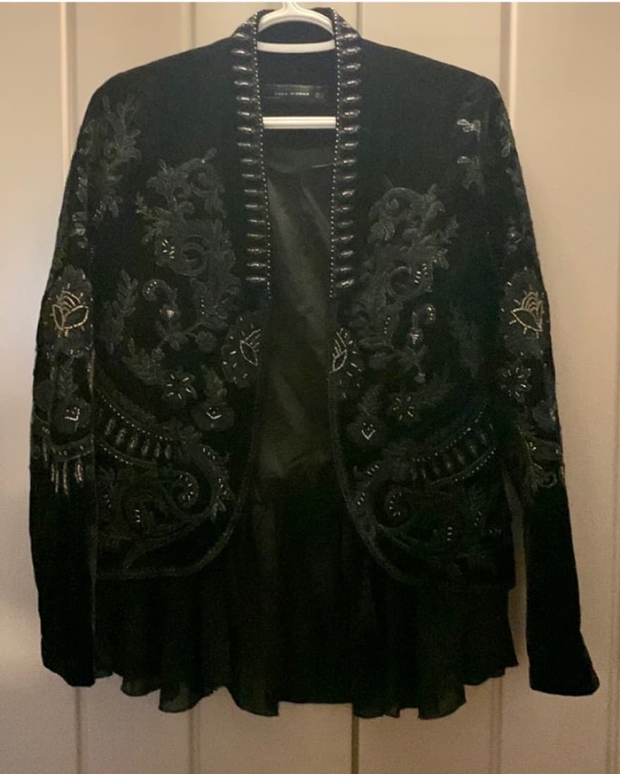 Zara Embellished Velvet Blazer - Image 2
