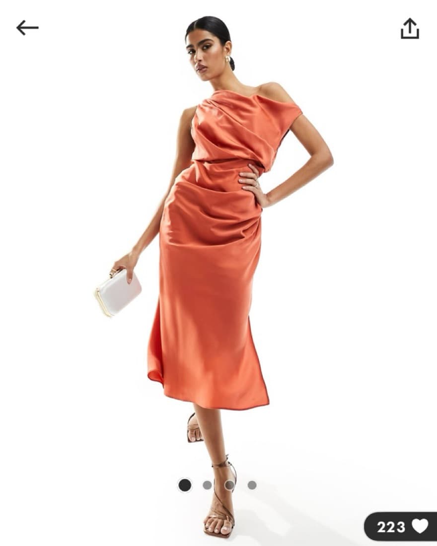 Satin Draped Midi Dress - Image 4