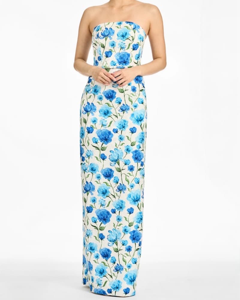 Sachin & Babi Blue/Green Floral Gown - Image 1