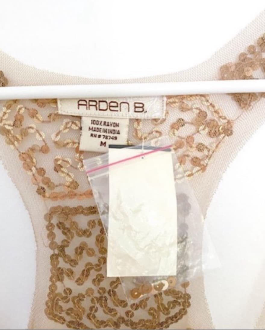 Sheer Nude Illusion Gold Mini Dress - Image 2