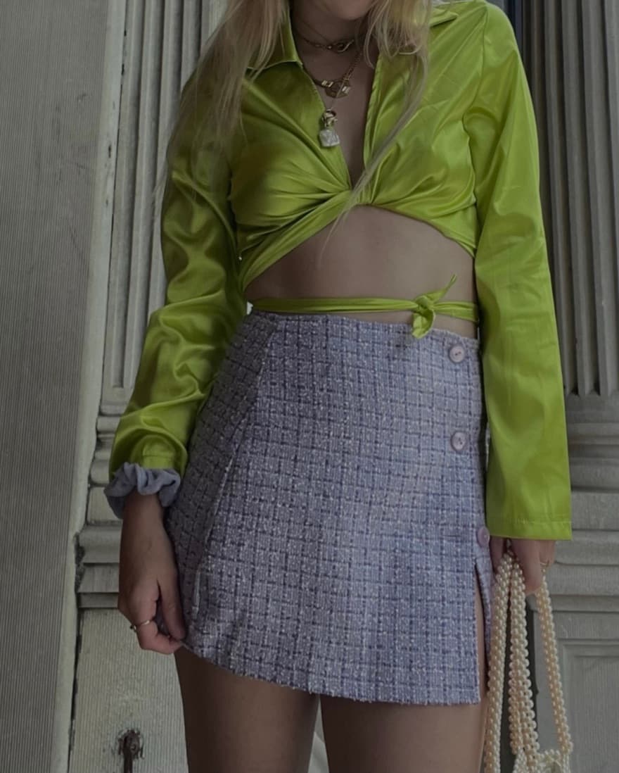 Vintage Brat Green Satin Wrap Top  - Image 3