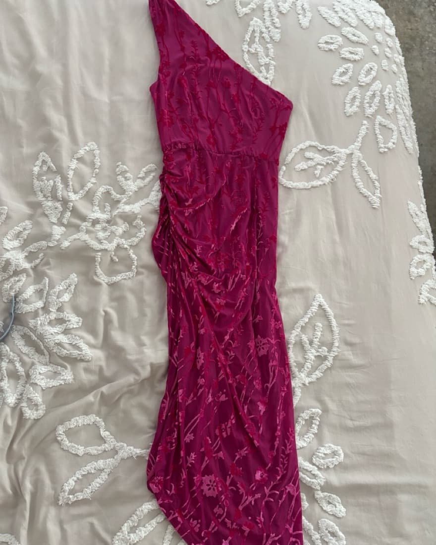 Velvent Pink Floral Dress - Image 3