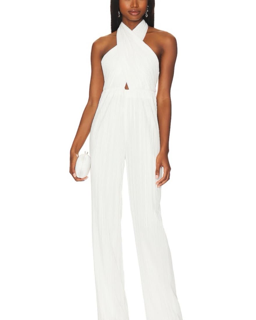 Elegant White Halter Jumpsuit - Image 1