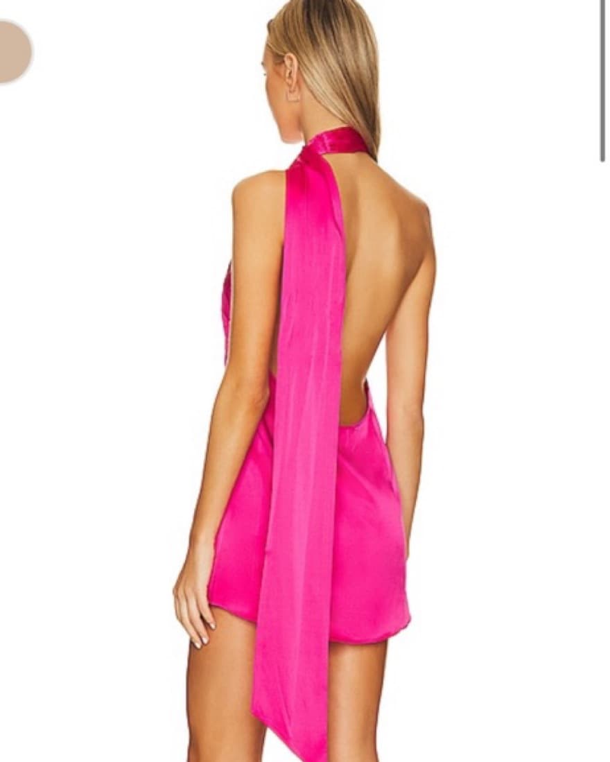 Seroya Pink Silk Halter Dress - Image 2