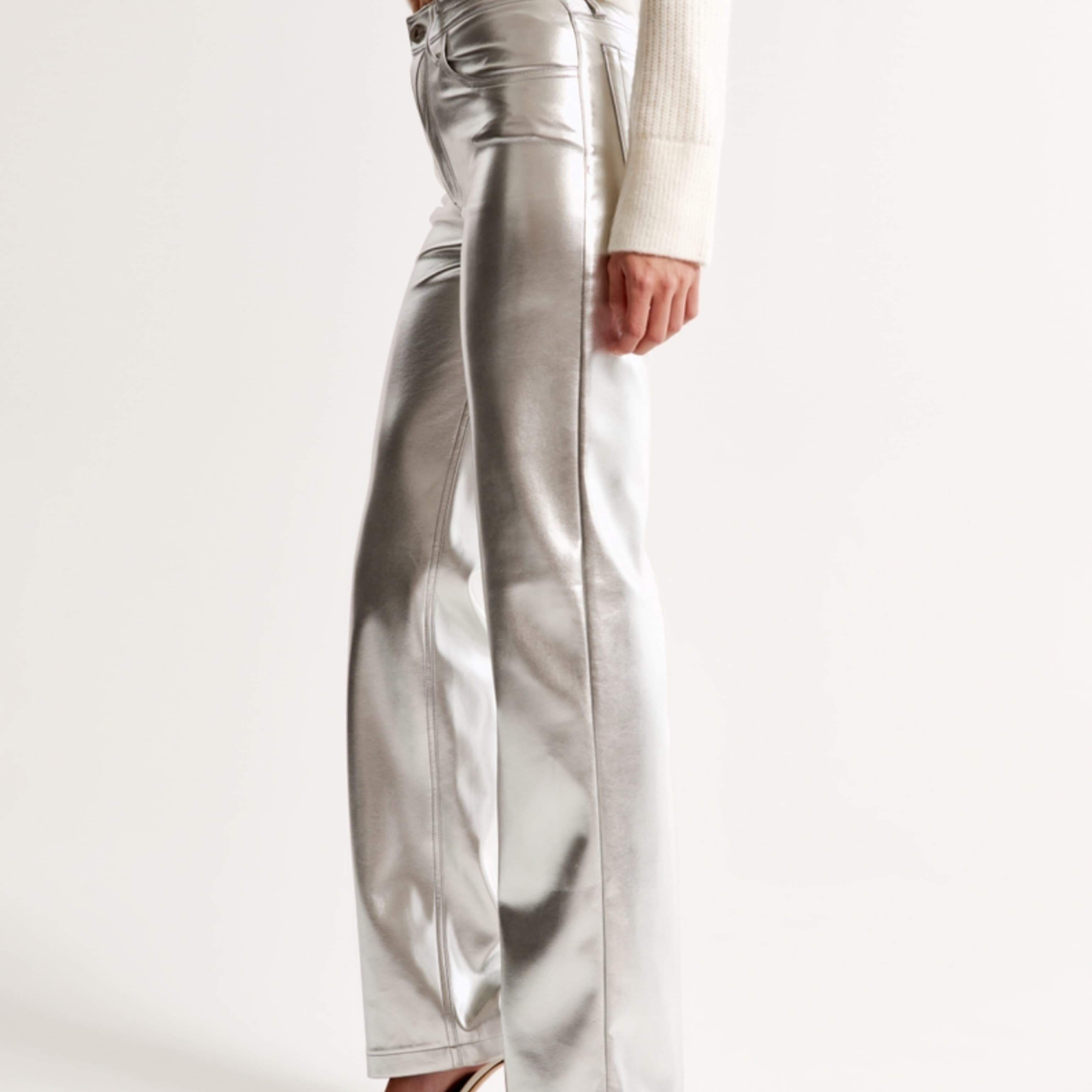 Silver Leather Pants - Image 2
