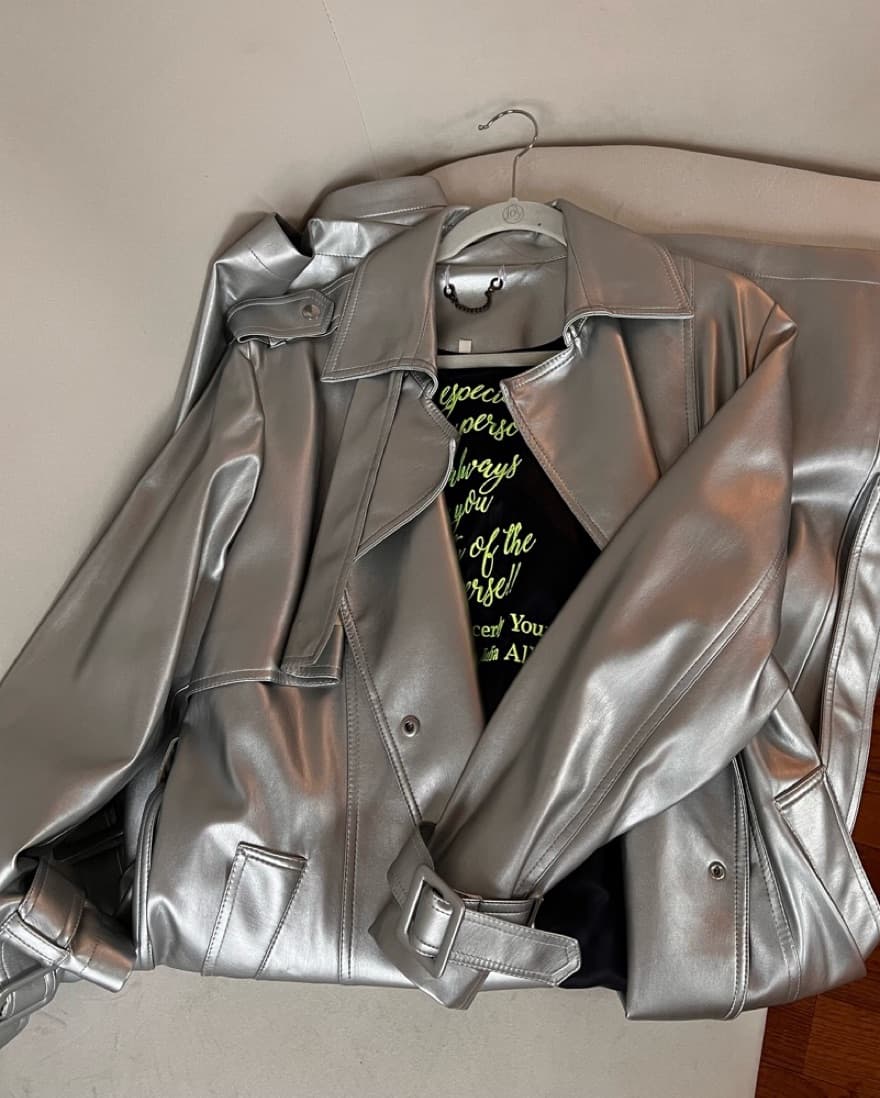 Julia Allert Silver Trench Coat - Image 4