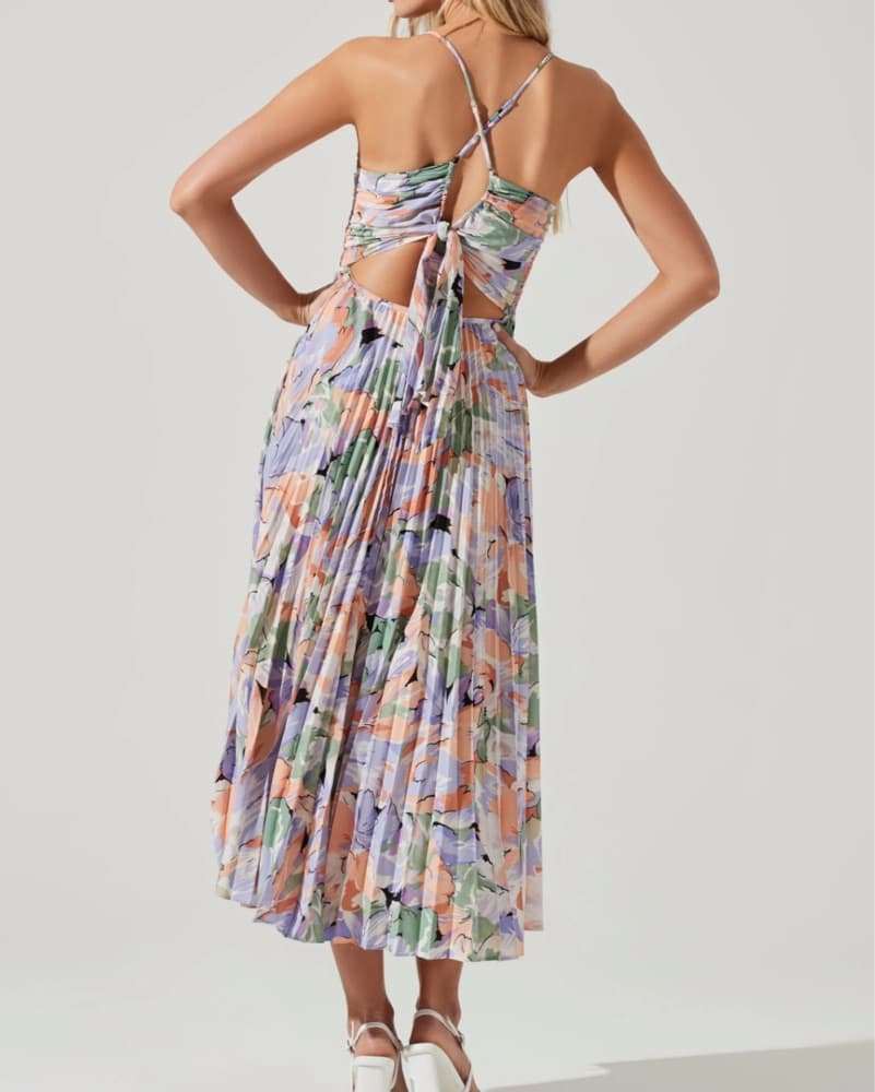 Floral Pleated Midi Dress - Image 1
