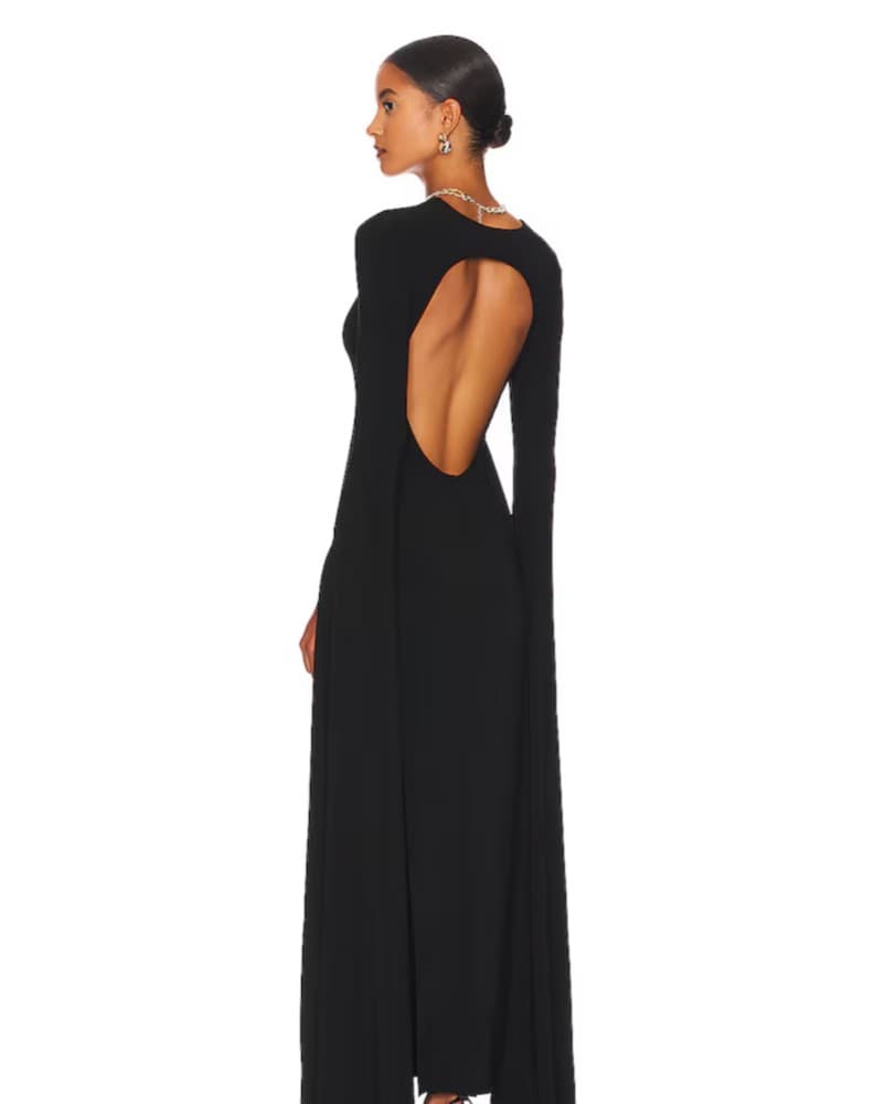 Elegant Black Gown with Open Back - Image 2