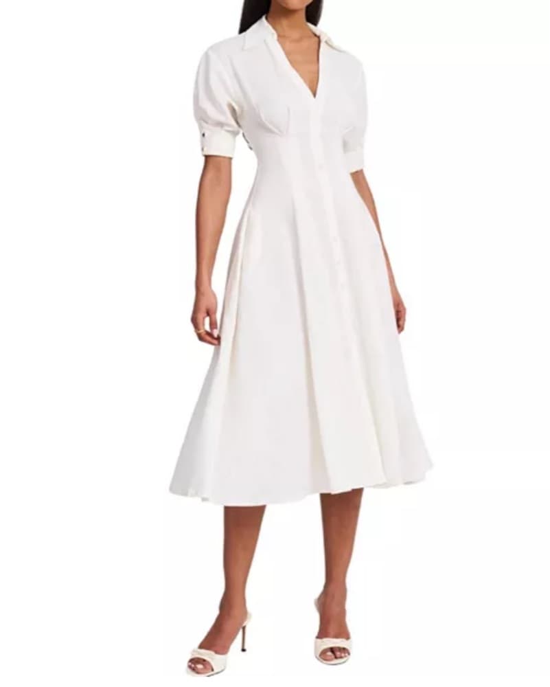 Palina Lyocell Pleated Midi Preppy Shirt - Image 3